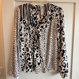 CABI Stylish Black and White Animal Print Women's Top